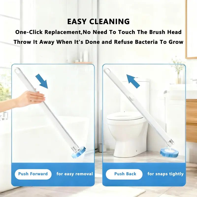 Disposable Toilet Brush Set – with Built-In Cleaner & 24 Refills